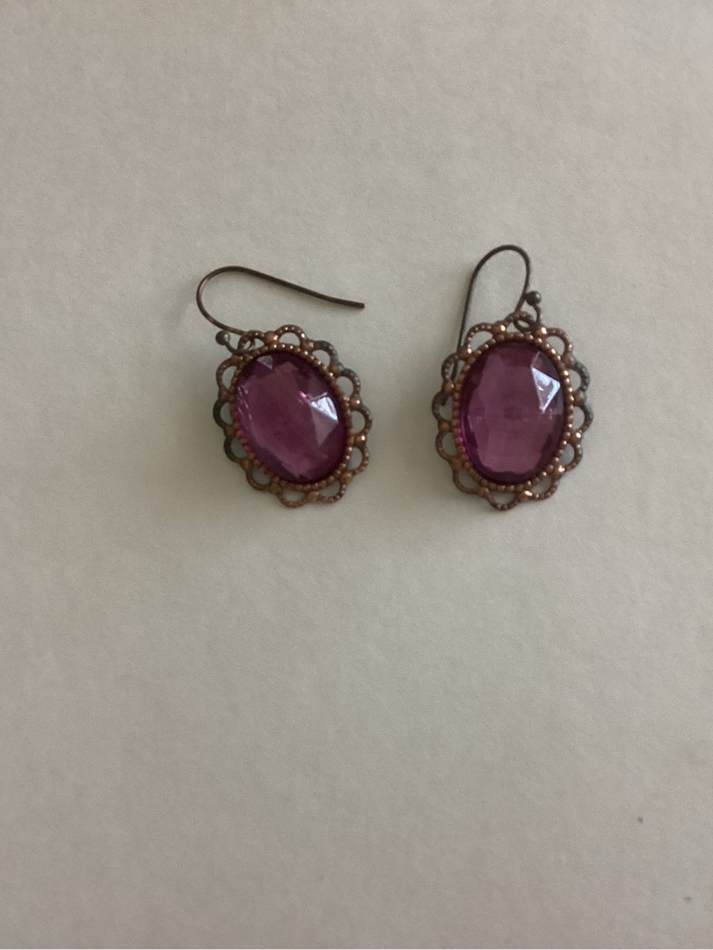 Purple Oval Crystal Drop Earrings - Women Jewelry